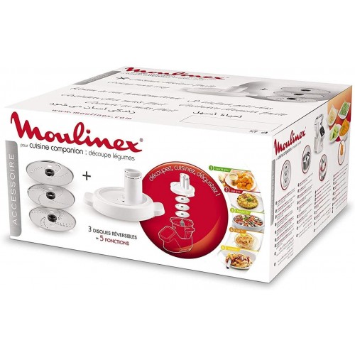 Moulinex Découpe-Légumes XF383110 Accessoire Companion Officiel Râpe Tranche Compatible avec Tous les Robots Cuisine Companion
