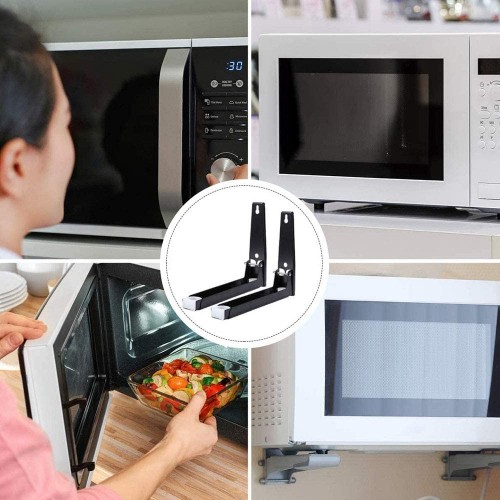 EIKLNN 2 Pièces Supports Micro Ondes en Acier Inoxydable Support Micro Ondes avec Bras Extensible Support Mural Étagère pour Micro Ondes pour Cuisine