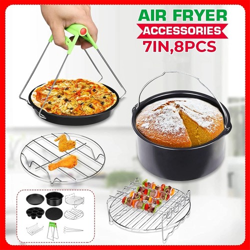 Kit de friteuse à air 7 Pouces Air Frither Accessoires Cuisson Panier Pizza Pan Home Cuisine Outils Couleur : 7 inch Size : 8 Pcs