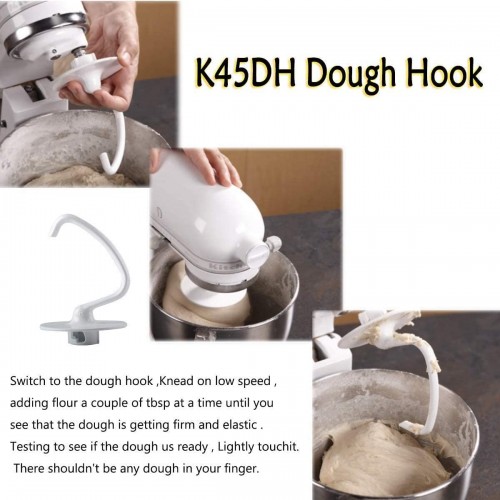 Poweka K45DH Crochet de pétrissage pour Kitchen-Aid Robot de cuisine 5KSM90 150