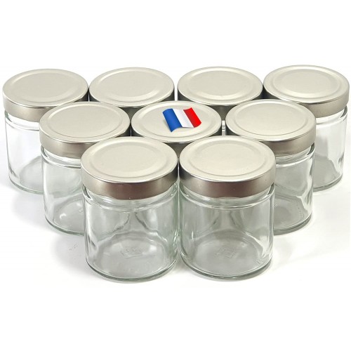 9 pots yaourts en verre avec 9 couvercles en métal taille XL 220ml petit pot yaourt bebe- pour remplacement yaourtière pot severin lagrange-Fabriqué en France220 ml
