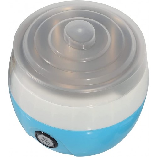 Fetcoi Yaourtière automatique avec boîte en acier inoxydable de 1 l 15 W Mini machine à yaourt machine à fromage frais pour la cuisine à la maison Bleu