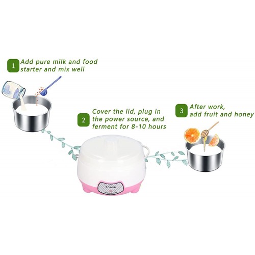 HAOX Machine à Yaourt yaourtière Facile à Nettoyer Fermentation à température constante Capacité 1L Prise UE 220V Rose Entièrement Automatique pour Les Cuisines pour Les Maisons