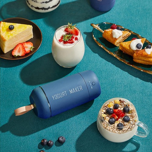 Machine à yaourt électrique portable pour yaourt Mini yaourtière Cuisine Voyage Bleu