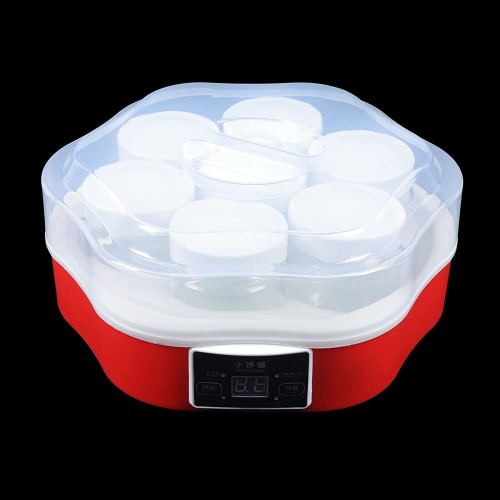 Yaourtière automatique 10 W 7 pots 250 x 130 mm Machine à yaourt Maker Rouge 220 V